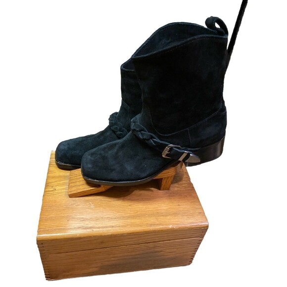 Belle Sigerson Morrison Women's Suede‎ Square Toe Ankle Boots  Sz 7B Black - Picture 2 of 16